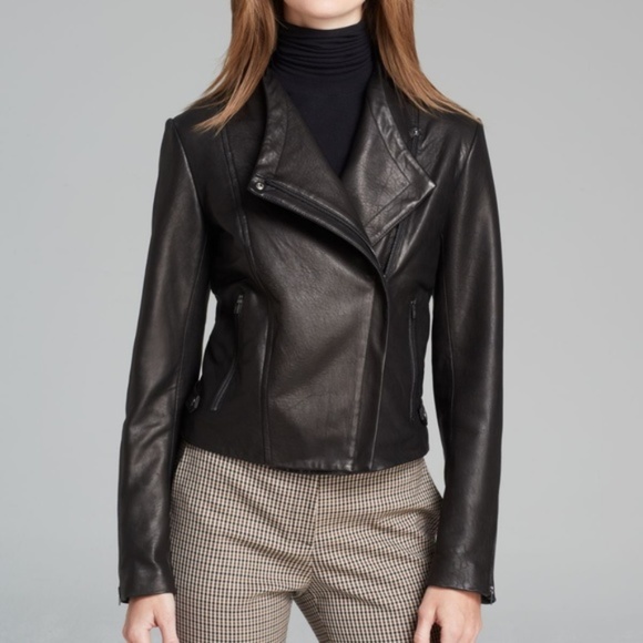 theory black leather jacket